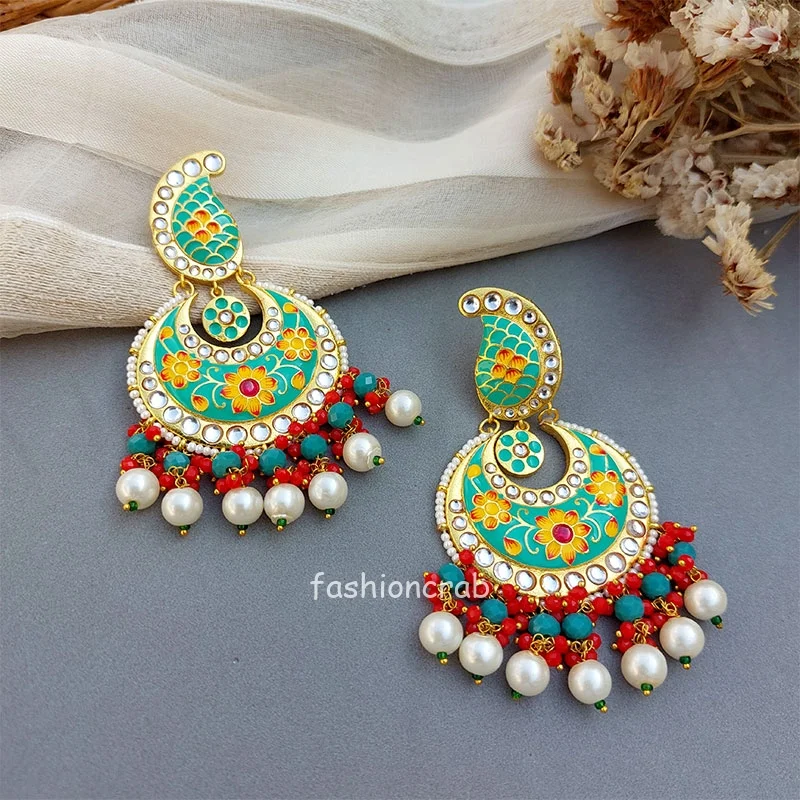 Sea Green Meenakari Earring for Festival