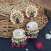 White Enamel Peacock Jhumka Earrings