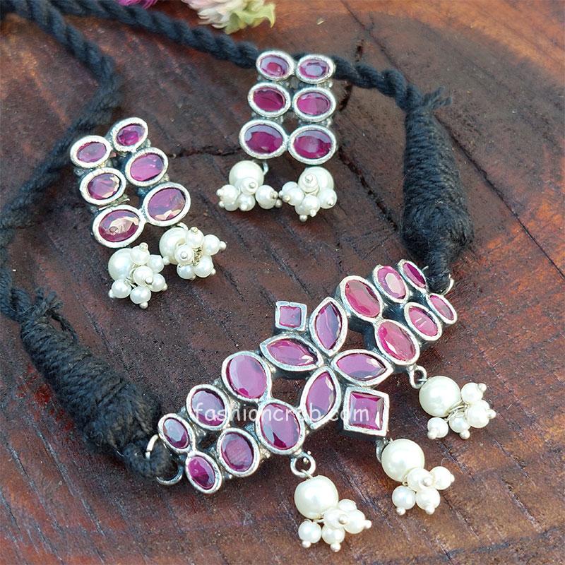 Antique German Silver Indian Choker Necklace