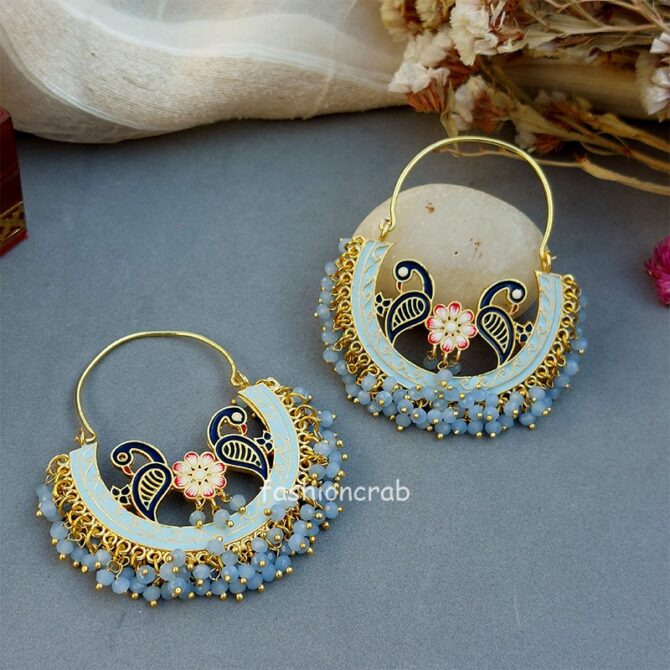 Earrings for Lehenga - Blue Earrings for Lehenga - Blue
