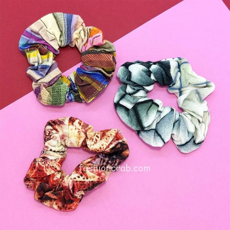 Multicolor Hair Scrunchies for Girls - Set of 3