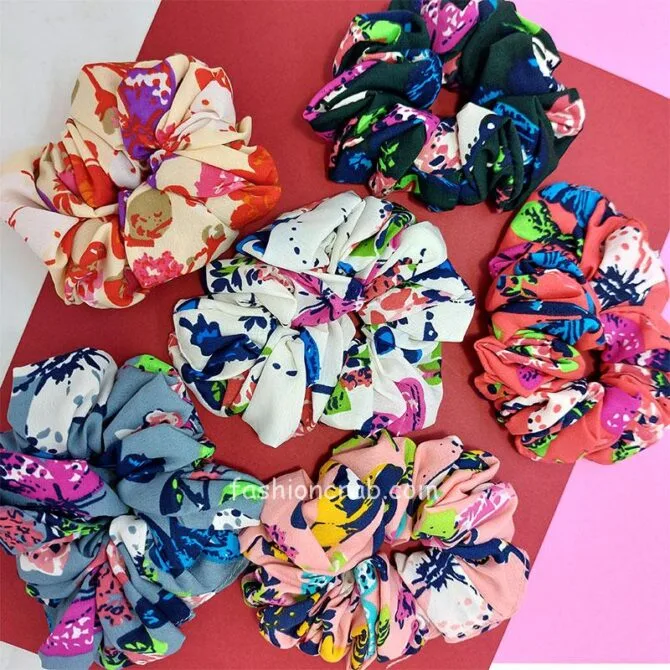 Multicolor Scrunchies for Hair - Set of 6 Multicolor Scrunchies for Hair - Set of 6