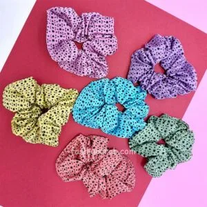 Polka Dot Scrunchies for Girls - Set of 6