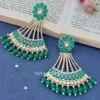 Gold Tone Green Pearl Chandbali Earring