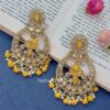 Gold Tone Kundan & Yellow Pearls Wedding Chandbali Earring
