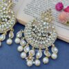 Gold Tone Pearls Kundan Chandbali Earring