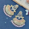 Gold Tone Pink Pearl Chandbali Earring