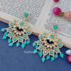 Gold Toned Green Blue Beads Chandbali Earring