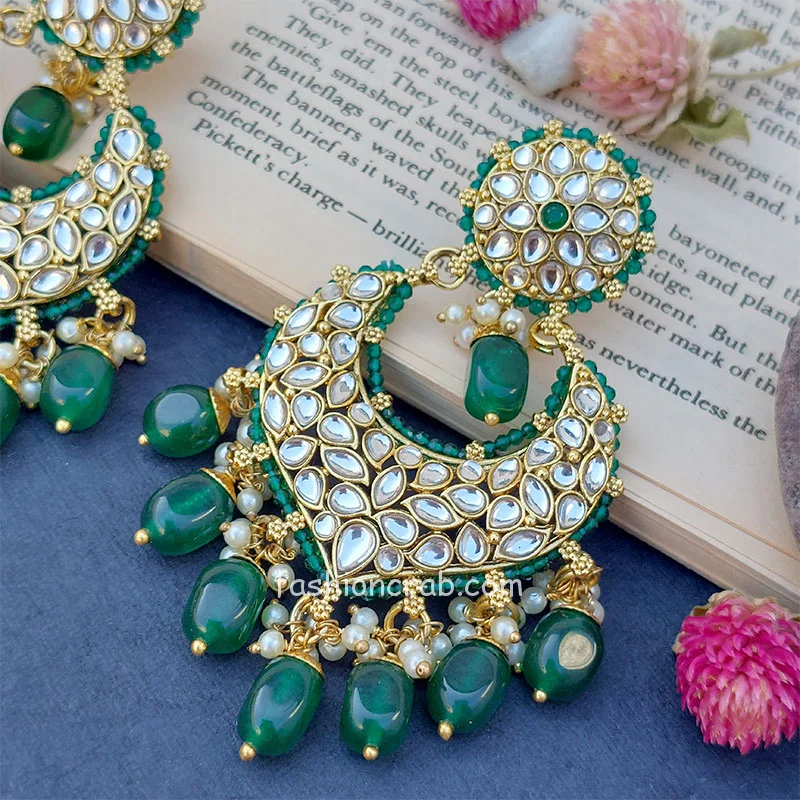 Beautiful Gold Plating Kundan Jewellery Necklace set with Earrings & Matha  Patti – Royskart