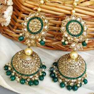 Karisma Green Jhumka with Tikka Set