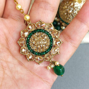 Karisma Green Jhumka with Tikka Set