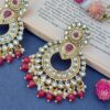 Maroon Color Chandbali Antique Kundan Earrings-01 Maroon Color Chandbali Antique Kundan Earrings