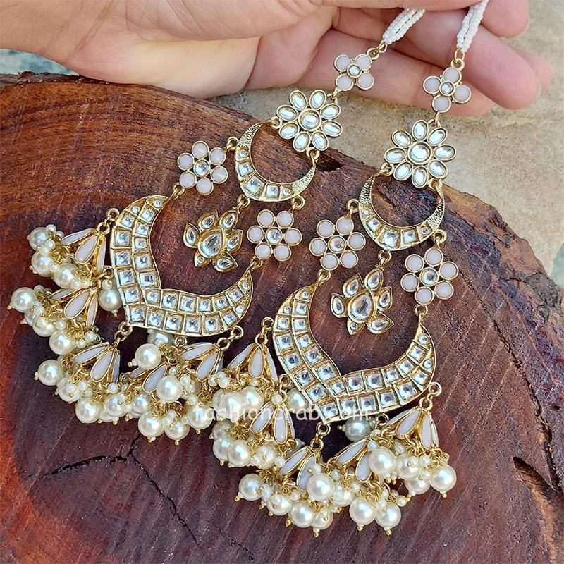 Moonlit Floral Jhumka Long Chandbali Earring