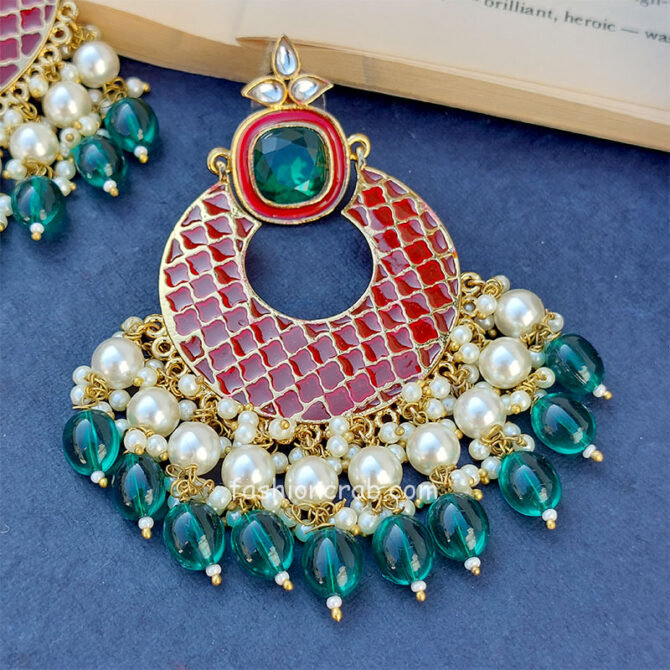 Pink & Green Lightweight Wedding Chandbalis