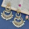 White Pearl Designer Kundan Chandbali Earrings for Palazzo Suit White Pearl Designer Kundan Chandbali Earrings for Palazzo Suit