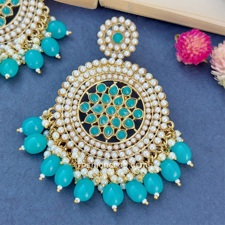 Handmade Small Pearl Blue Earrings
