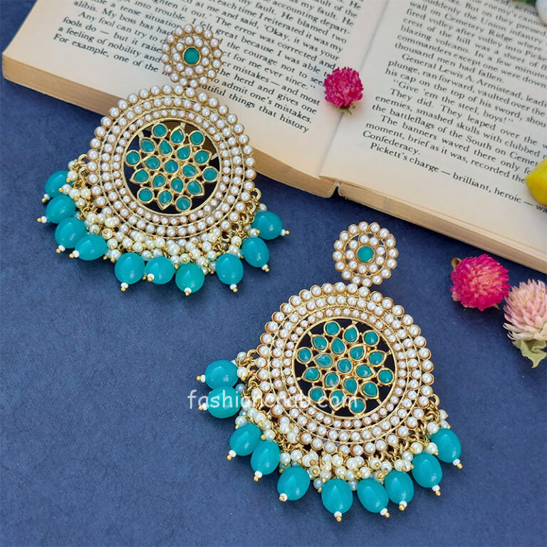 Handmade Small Pearl Blue Earrings