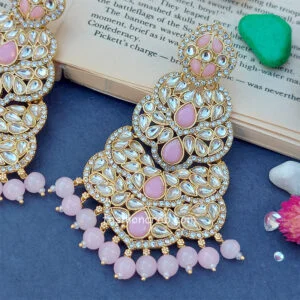 Light Weight Pink Colour Wedding Earrings