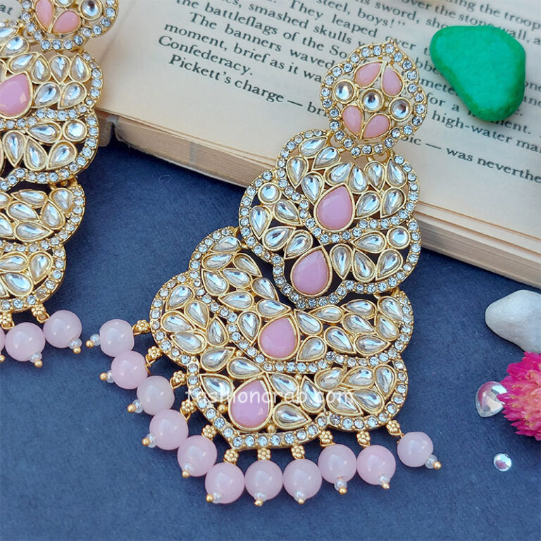 Light Weight Pink Colour Wedding Earrings