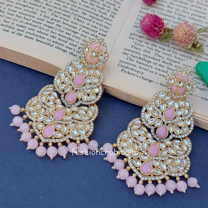 Light Weight Pink Colour Wedding Earrings Light Weight Pink Colour Wedding Earrings