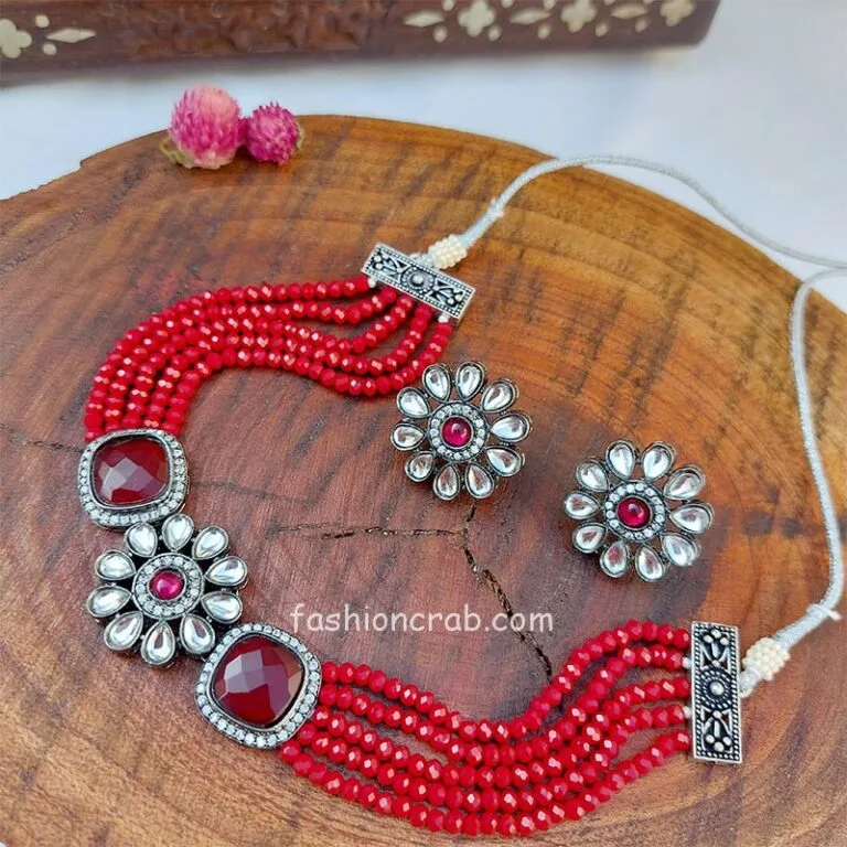 Maroon Choker Indian Necklace