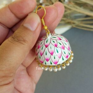 Meenakari White Jhumka