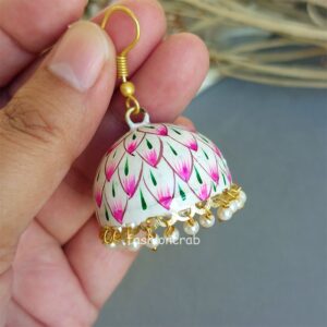 Meenakari White Jhumka