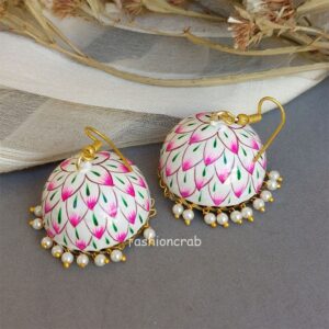 Meenakari White Jhumka