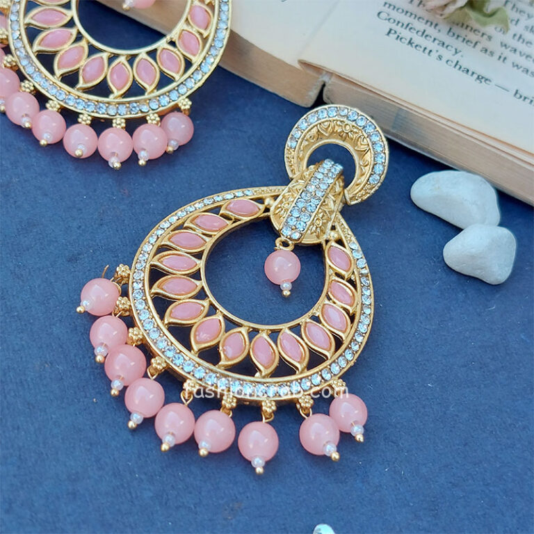 Pink Peach Color Earrings for Wedding