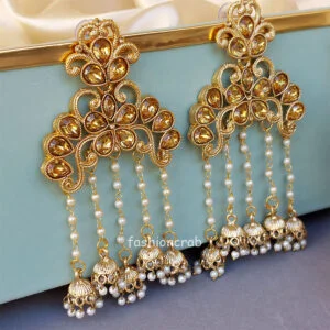 Temple Jhumka with Pearl Drop