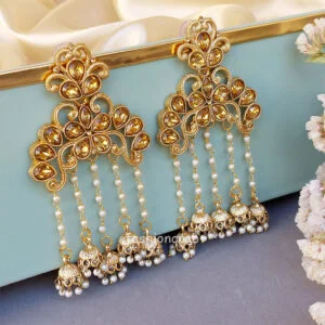 Temple Jhumka with Pearl Drop