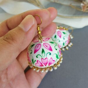 White Jhumka Earrings