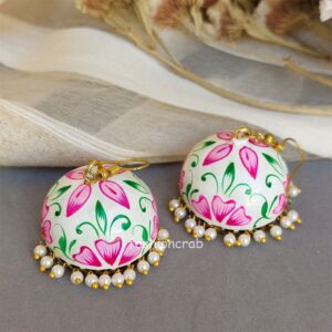 White Jhumka Earrings
