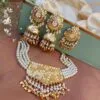 White Pearl Punjabi Necklace Set for Bride White Pearl Punjabi Necklace Set for Bride