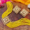 Yellow Beaded Pearl Choker Set