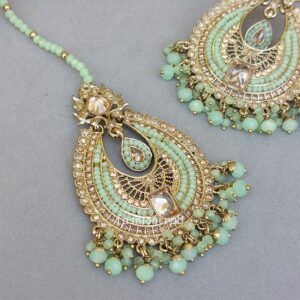 Avika Earring Set and Maangtikka - Green
