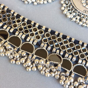 Black Choker Necklace with Earrings for Saree