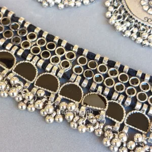 Black Choker Necklace with Earrings for Saree