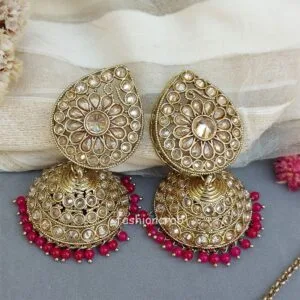 Hina Jhumka Earring and Tikka Set – Pink