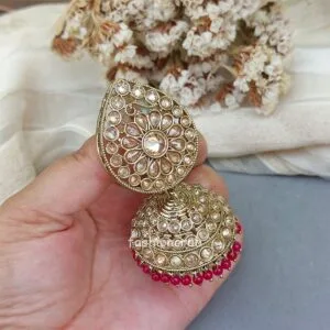 Hina Jhumka Earring and Tikka Set – Pink