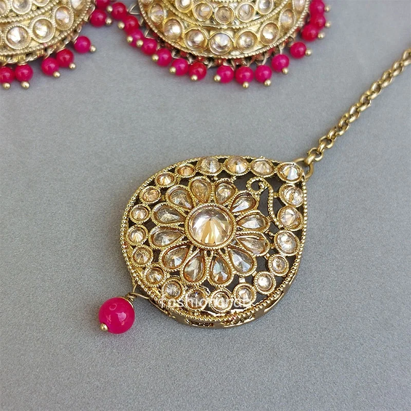 Hina Jhumka Earring and Tikka Set – Pink