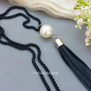 Long Pearl Chain Necklace