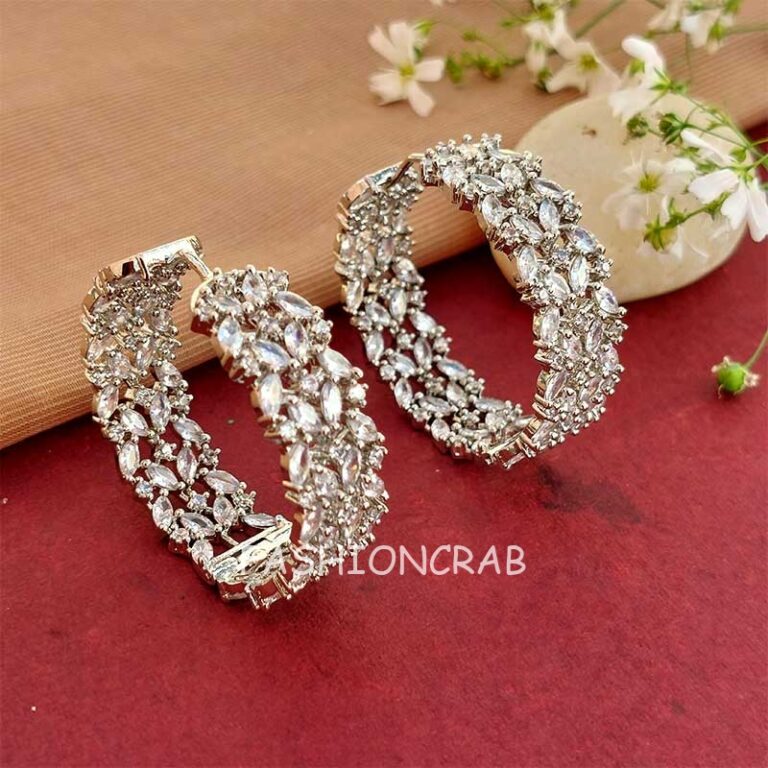 American Diamond Earrings - White Stone