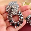 CZ Earrings with Black Stone-01 CZ Earrings with Black Stone