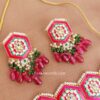 Dark Pink Colour Meenakari Choker Necklace Set for Lehenga
