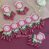 Dark Pink Colour Meenakari Choker Necklace Set for Lehenga