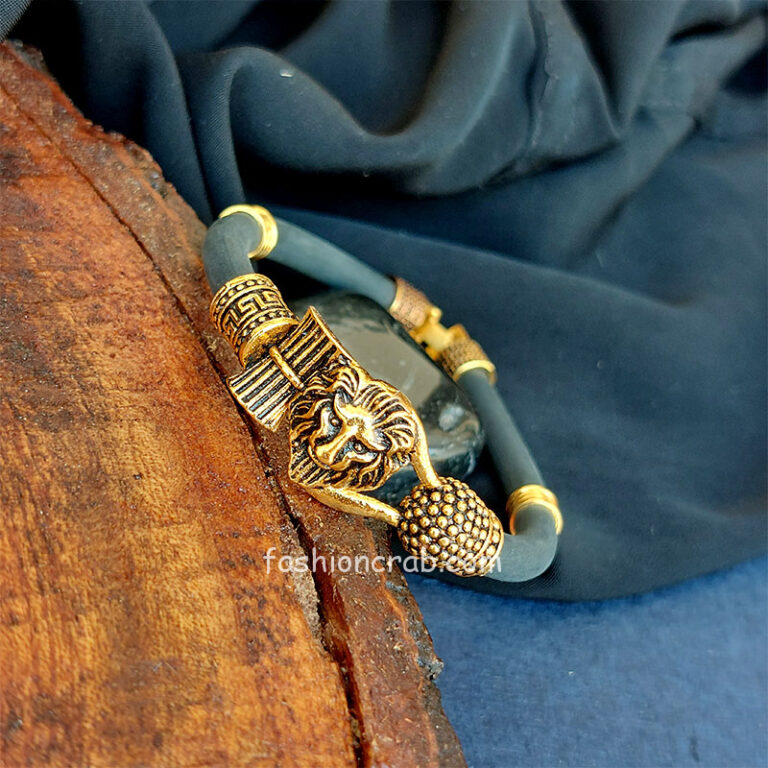 LBFEEL Men's Lion Bead Bracelet - Vintage Black Tiger Eye Beads Stainless Steel Chain For Father's Day Gift