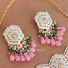 Light Pink Colour Meenakari Choker Necklace Set for Lehenga