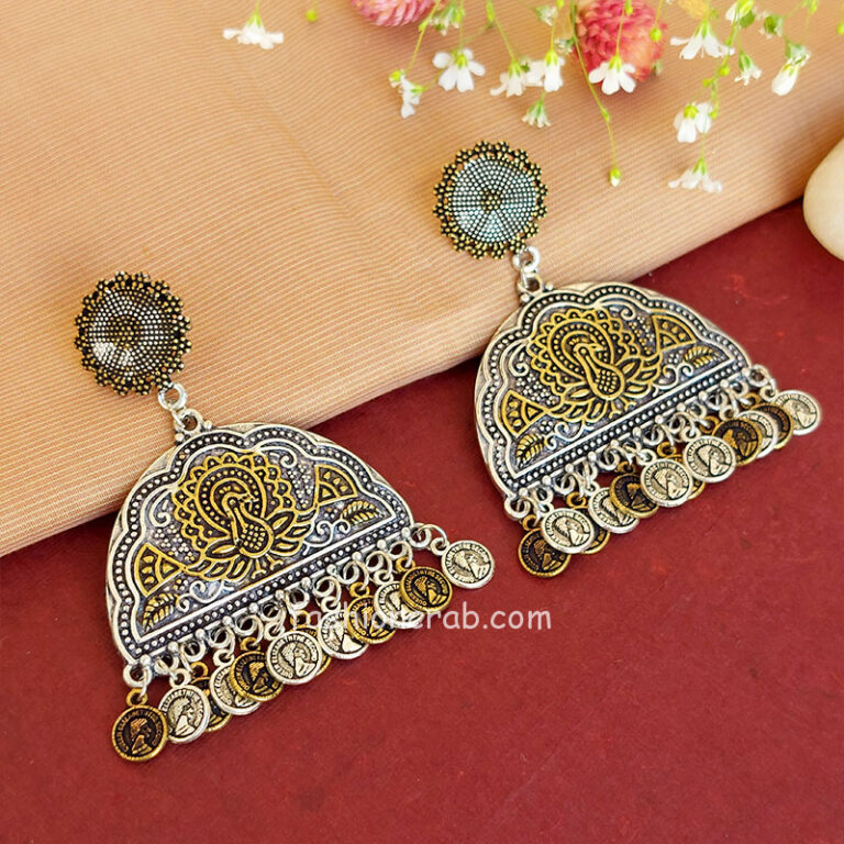 Peacock Embellished Ethnic Dual Tone Earring