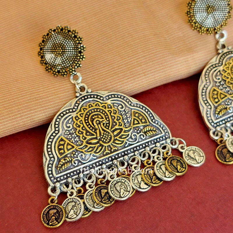 Peacock Embellished Ethnic Dual Tone Earring